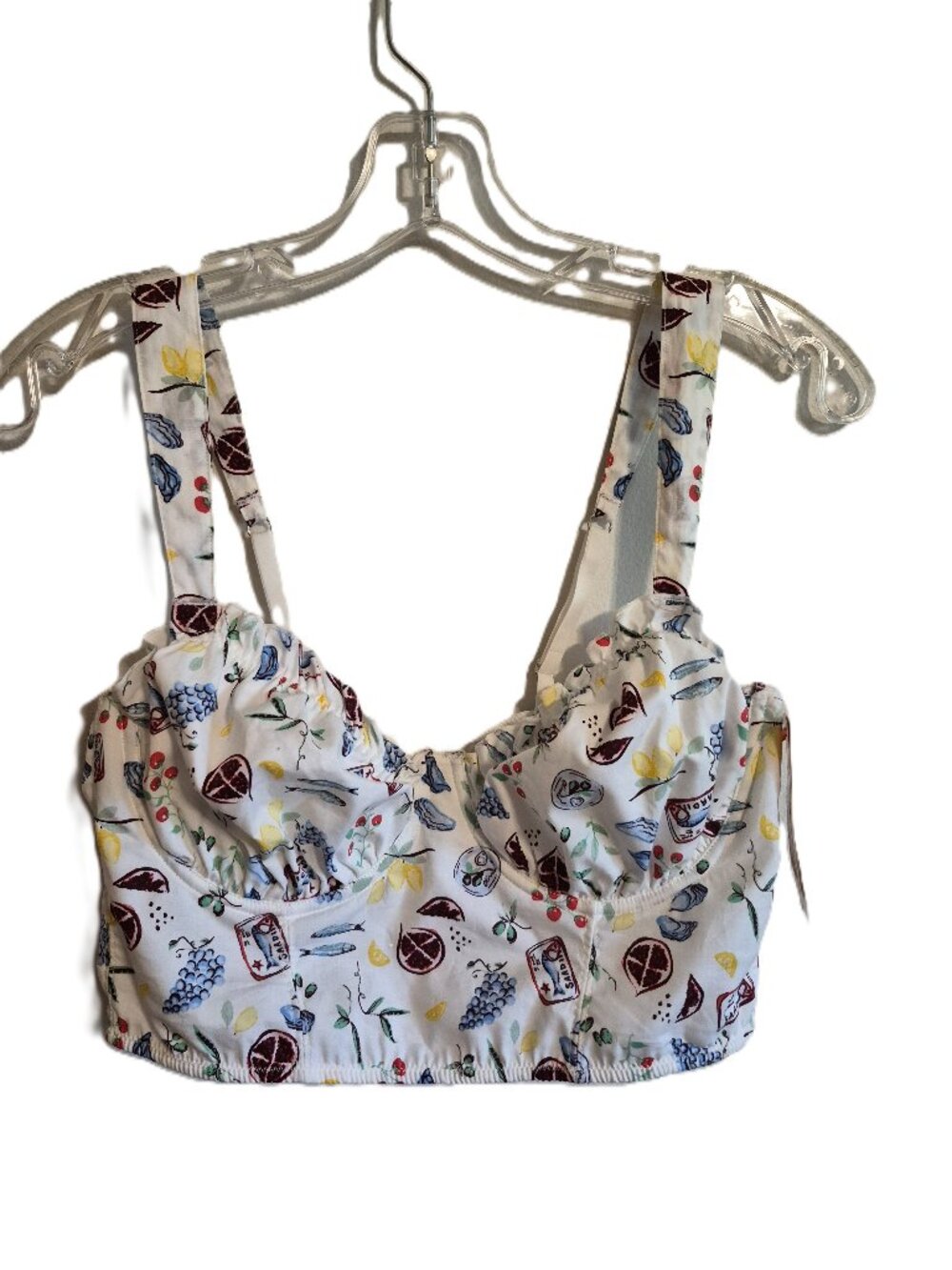 Colsie Bralett Women's M Sardine Fruit Print Soft Cup Cotton Blend Underwire Bra
